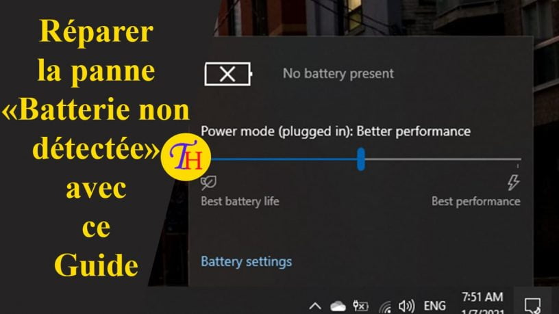 Resoudre "Batterie non détectée" sous Windows